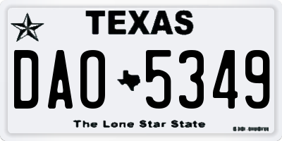 TX license plate DAO5349