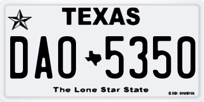 TX license plate DAO5350