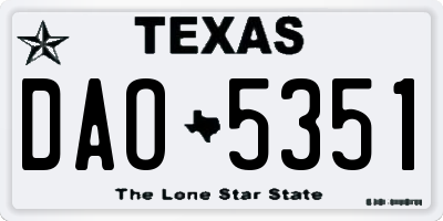 TX license plate DAO5351