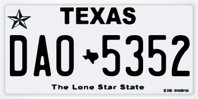 TX license plate DAO5352