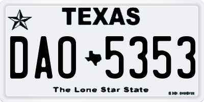 TX license plate DAO5353