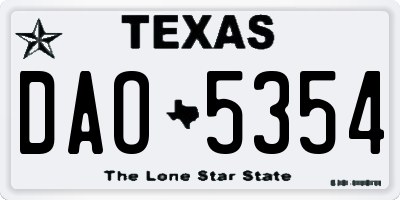 TX license plate DAO5354