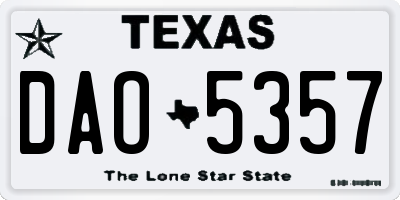 TX license plate DAO5357