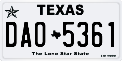 TX license plate DAO5361