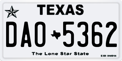 TX license plate DAO5362