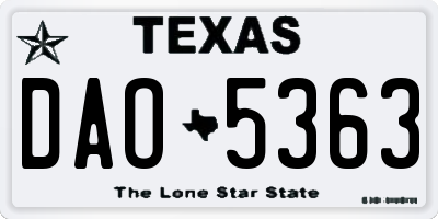 TX license plate DAO5363