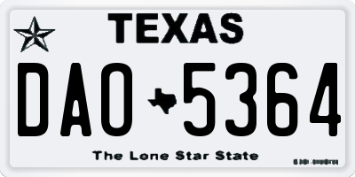 TX license plate DAO5364