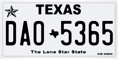 TX license plate DAO5365