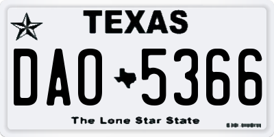 TX license plate DAO5366