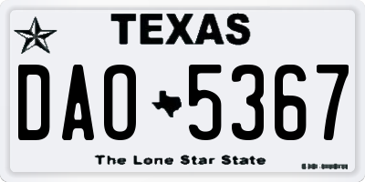 TX license plate DAO5367