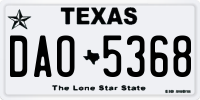 TX license plate DAO5368