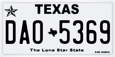 TX license plate DAO5369