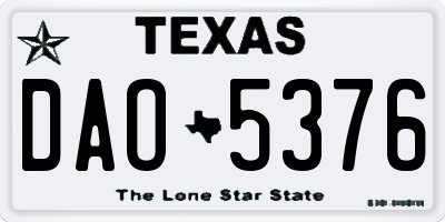 TX license plate DAO5376