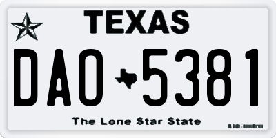 TX license plate DAO5381