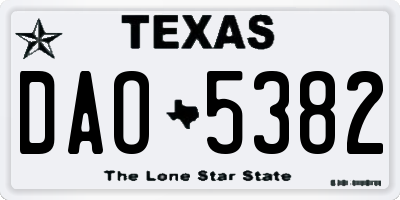 TX license plate DAO5382