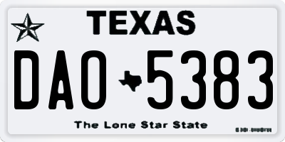 TX license plate DAO5383
