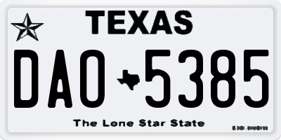 TX license plate DAO5385