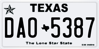 TX license plate DAO5387