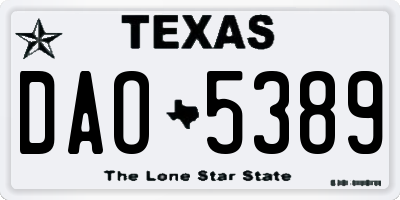 TX license plate DAO5389