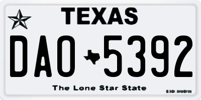 TX license plate DAO5392