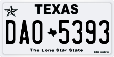 TX license plate DAO5393