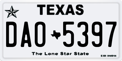 TX license plate DAO5397