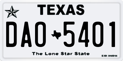 TX license plate DAO5401