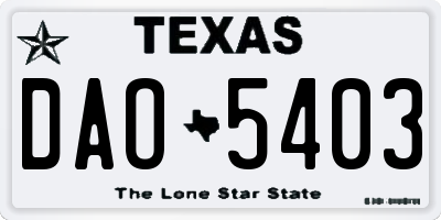 TX license plate DAO5403