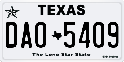 TX license plate DAO5409