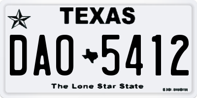 TX license plate DAO5412