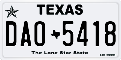 TX license plate DAO5418
