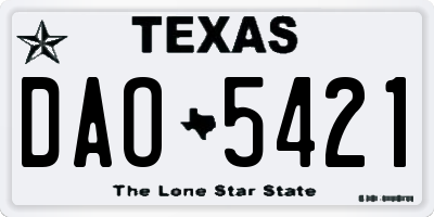 TX license plate DAO5421