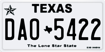 TX license plate DAO5422