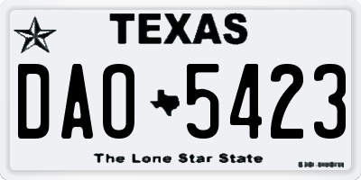 TX license plate DAO5423
