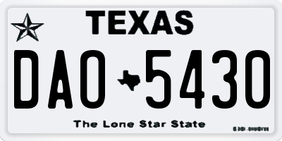 TX license plate DAO5430