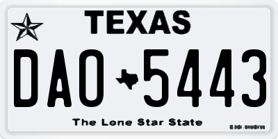 TX license plate DAO5443