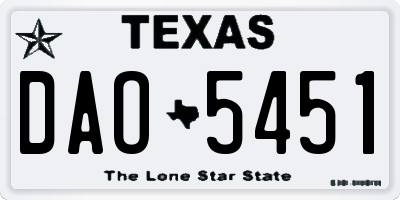 TX license plate DAO5451