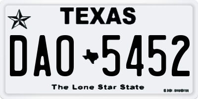 TX license plate DAO5452