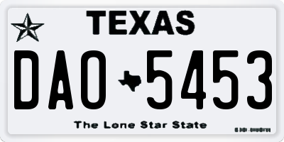TX license plate DAO5453