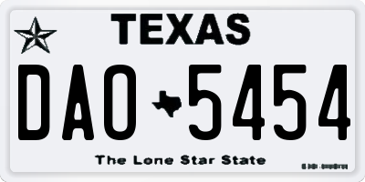 TX license plate DAO5454