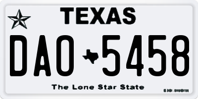 TX license plate DAO5458