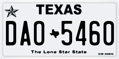 TX license plate DAO5460