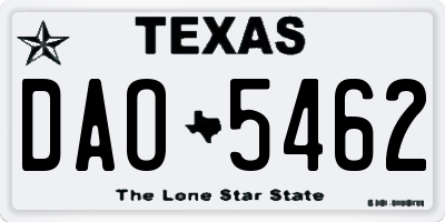 TX license plate DAO5462