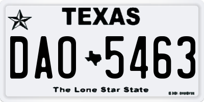 TX license plate DAO5463