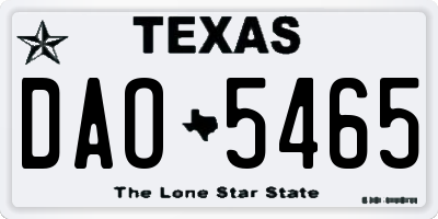 TX license plate DAO5465