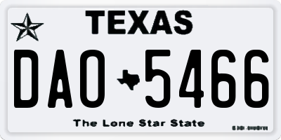 TX license plate DAO5466