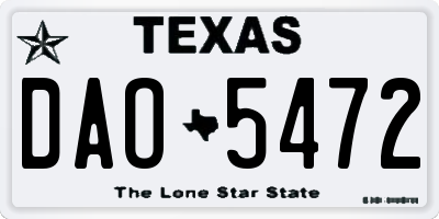 TX license plate DAO5472