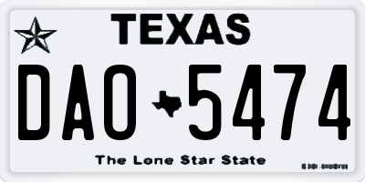 TX license plate DAO5474