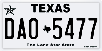 TX license plate DAO5477