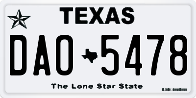 TX license plate DAO5478